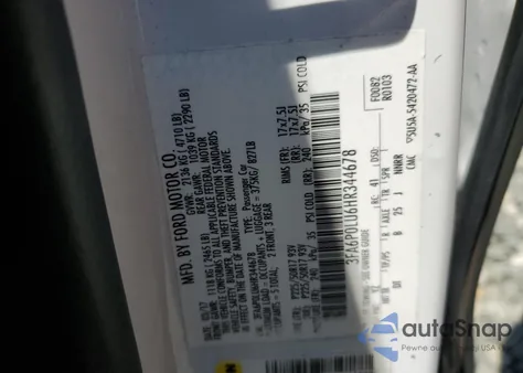 2017 Ford Fusion Se Hybrid из США, поврежденный, VIN 3FA6P0LU6HR344678